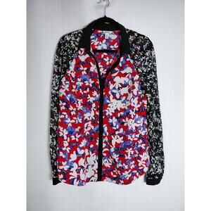 PETER PILOTTO Floral Print Long Sleeve Blouse Collared Lightweight Size L